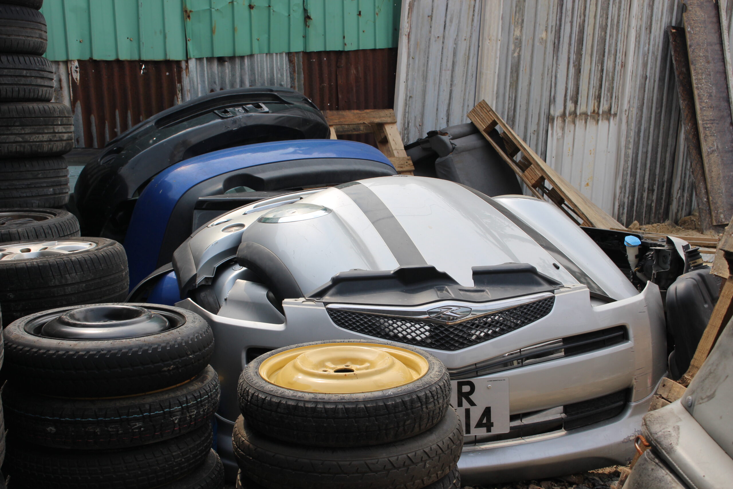 Auto vehicles recyclables in JK Auto Recycling yard.